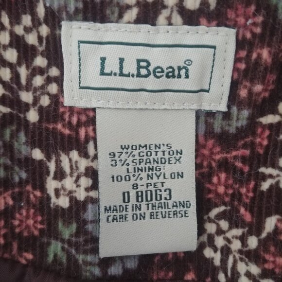 LL Bean brown cotton corduroy blazer jacket with cream pink blue floral … - Picture 10 of 14